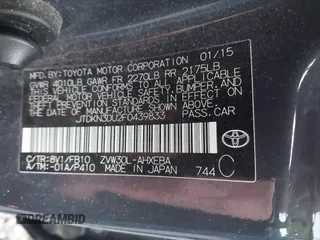 2015 Toyota Prius Four z VIN JTDKN3DU2F0439833, wystawiony jako IAAI lot #42216345 z przebiegiem 96 872 mil mil oraz . Historia ofert i sprzedaży dostępna na DreamBid. Obrazek 9.