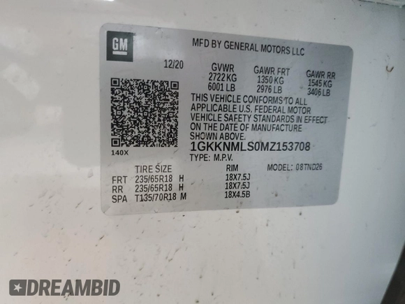 2021 GMC Acadia SLT with VIN 1GKKNMLS0MZ153708, listed as a Copart auction lot 45855815 with 40,131 mi miles and Salvage Title. Bid and sale history available at carsss.com. Image 13.