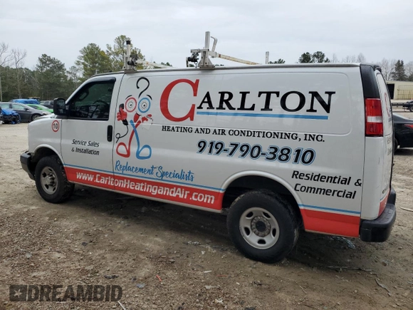 2020 Chevrolet Express Cargo Van with VIN 1GCWGAFG5L1254320, listed as a Copart auction lot 39557064 with 0 mi miles and Salvage Title. Bid and sale history available at carsss.com. Image 2.