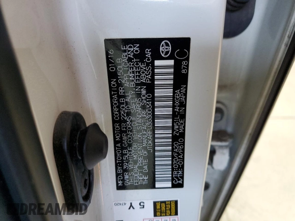 2016 Toyota Prius Four z VIN JTDKARFU3G3003410, wystawiony jako Copart lot #57764475 z przebiegiem 77 965 mil mil oraz Szkoda całkowita • Salvage title. Historia ofert i sprzedaży dostępna na DreamBid. Obrazek 12.