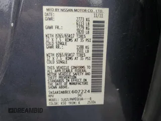 2012 Nissan Pathfinder Silver Edition with VIN 5N1AR1NB8CC607224, listed as a Copart auction lot 58164815 with 201,647 mi miles and Clean title. Bid and sale history available at DreamBid. Image 13.
