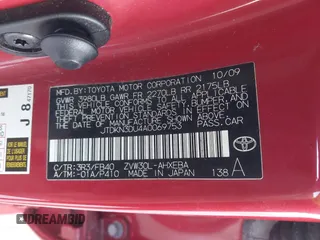 2010 Toyota Prius II with VIN JTDKN3DU4A0069753, listed as a IAAI auction lot 41912194 with 113,902 mi miles and . Bid and sale history available at DreamBid. Image 9.