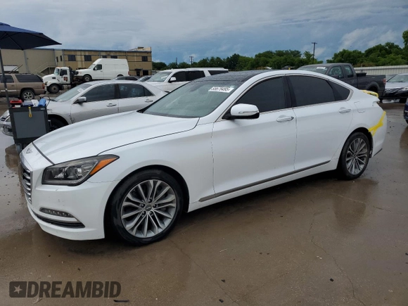 2017 Genesis G80 3.8L with VIN KMHGN4JE3HU172444, listed as a Copart auction lot 55679495 with 101,046 mi miles and Salvage title. Bid and sale history available at DreamBid. Image 1.