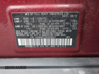2013 Subaru Outback 2.5i Premium with VIN 4S4BRBCC7D3226407, listed as a IAAI auction lot 42053207 with 248,340 mi miles. Bid and sale history available at carsss.com. Image 9.