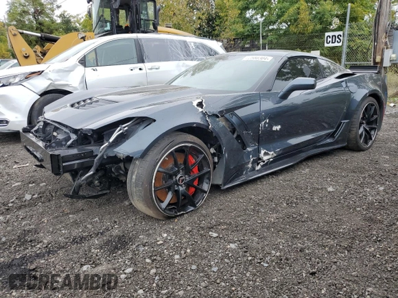 2019 Chevrolet Corvette Z06 2LZ with VIN 1G1YS2D65K5604990, listed as a Copart auction lot 72580304 with 15,582 mi miles and Salvage Title. Bid and sale history available at carsss.com. Image 1.