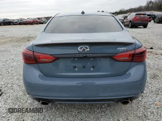 2021 Infiniti Q50 Red Sport 400 with VIN JN1FV7DPXMM850635, listed as a Copart auction lot 88910655 with 29,237 mi miles and Salvage Title. Bid and sale history available at DreamBid. Image 6.