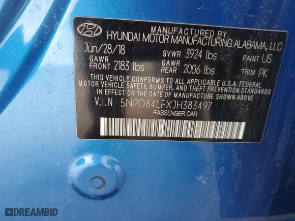 2018 Hyundai Elantra Value Edition with VIN 5NPD84LFXJH383497, listed as a Copart auction lot 50242625 with 153,432 mi miles and Salvage Title. Bid and sale history available at carsss.com. Image 12.