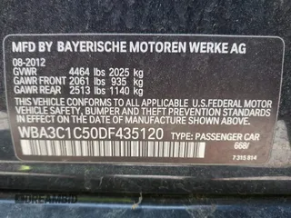 2013 BMW 3 Series 328i with VIN WBA3C1C50DF435120, listed as a IAAI auction lot 42132086 with 137,588 mi miles and . Bid and sale history available at carsss.com. Image 9.