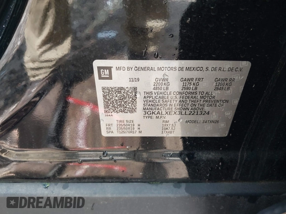 2020 GMC Terrain Denali with VIN 3GKALXEX3LL221324, listed as a IAAI auction lot 42535265 with 43,785 mi miles and . Bid and sale history available at DreamBid. Image 9.