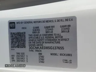 2025 Chevrolet Silverado 1500 with VIN 3GCNKAED8SG137655, listed as a Copart auction lot 48825395 with 2,158 mi miles and Salvage Title. Bid and sale history available at DreamBid. Image 12.