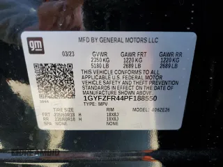 2023 Cadillac XT4 AWD Sport with VIN 1GYFZFR44PF188550, listed as a Copart auction lot 44983924 with 6,692 mi miles. Bid and sale history available at carsss.com. Image 12.