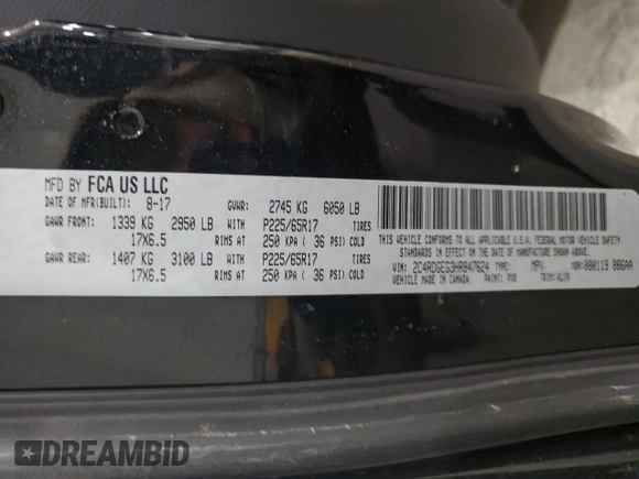2017 Dodge Grand Caravan GT with VIN 2C4RDGEG3HR847624, listed as a Copart auction lot 49321215 with 161,983 mi miles and Salvage Title. Bid and sale history available at DreamBid. Image 13.