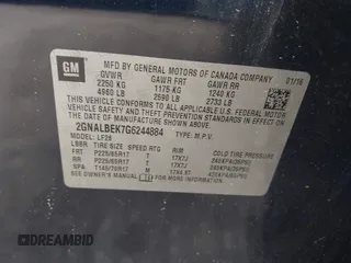 2016 Chevrolet Equinox LS with VIN 2GNALBEK7G6244884, listed as a IAAI auction lot 41955135 with 222,211 mi miles. Bid and sale history available at carsss.com. Image 9.