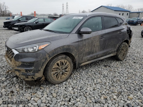 2021 Hyundai Tucson Limited with VIN KM8J33AL8MU340397, listed as a Copart auction lot 46588315 with 46,187 mi miles and Salvage Title. Bid and sale history available at carsss.com. Image 1.