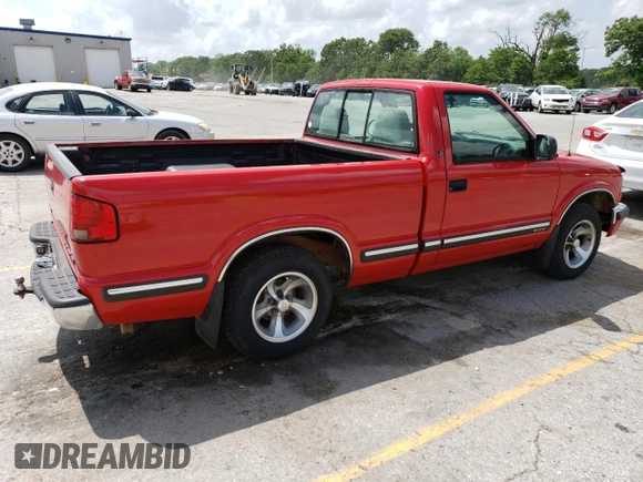 1998 Chevrolet S-10 with VIN 1GCCS14X7WK254161, listed as a Copart auction lot 55741164 with 91,705 mi miles and Salvage Title. Bid and sale history available at carsss.com. Image 3.