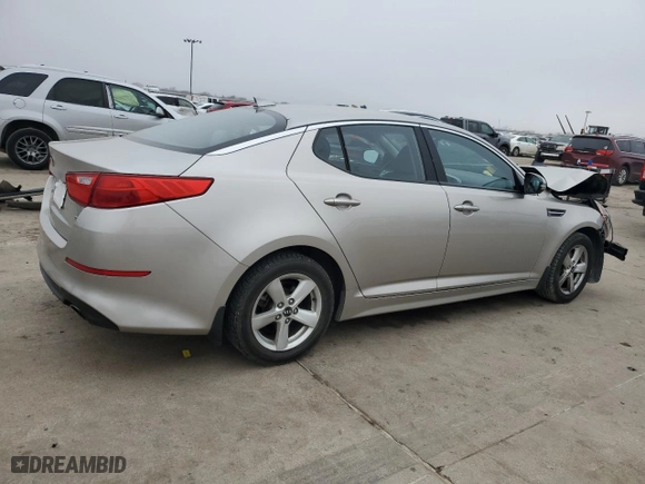 2015 Kia Optima LX with VIN KNAGM4A78F5530621, listed as a Copart auction lot 43874535 with 0 mi miles and Salvage Title. Bid and sale history available at carsss.com. Image 3.