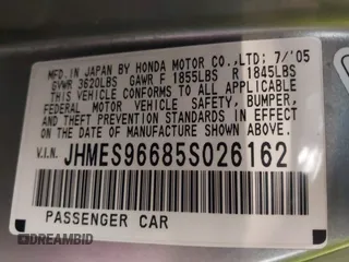 2005 Honda Civic with VIN JHMES96685S026162, listed as a IAAI auction lot 42011703 with 261,064 mi miles and . Bid and sale history available at DreamBid. Image 9.
