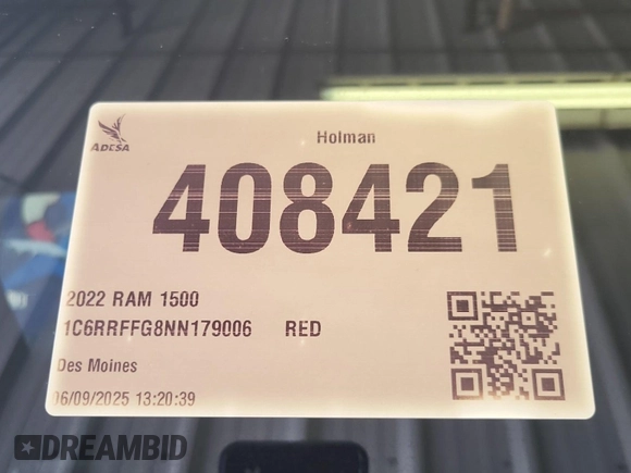 2022 Ram 1500 Big Horn with VIN 1C6RRFFG8NN179006, listed as a IAAI auction lot 42610399 with 92,912 mi miles and . Bid and sale history available at DreamBid. Image 51.
