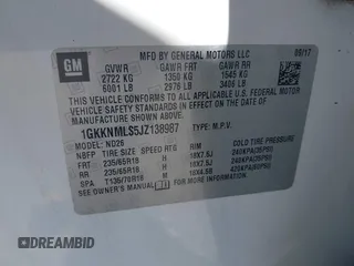 2018 GMC Acadia SLT z VIN 1GKKNMLS5JZ138987, wystawiony jako IAAI lot #42192278 z przebiegiem 109 724 mil mil oraz . Historia ofert i sprzedaży dostępna na DreamBid. Obrazek 9.