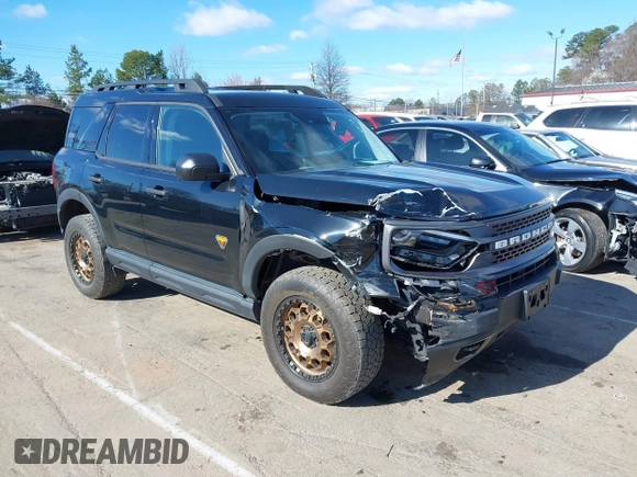 2023 Ford Bronco Sport Badlands z VIN 3FMCR9D95PRD26169, wystawiony jako IAAI lot #41723643 z przebiegiem 21 181 mil mil oraz . Historia ofert i sprzedaży dostępna na DreamBid. Obrazek 1.