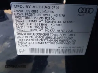 2015 Audi Q7 S line Prestige с VIN WA1DGAFE5FD003977, выставлен на аукционе IAAI как лот 41183945 с пробегом 176 628 миль миль и . История ставок и продаж доступна на DreamBid. Изображение 9.