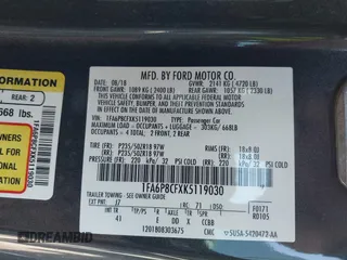 2019 Ford Mustang GT with VIN 1FA6P8CFXK5119030, listed as a IAAI auction lot 42068765 with 51,980 mi miles. Bid and sale history available at carsss.com. Image 9.