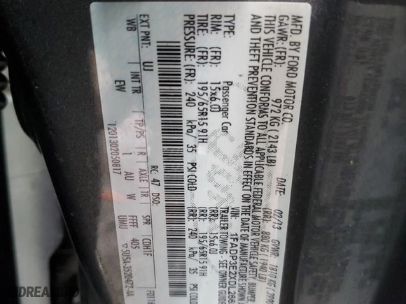 2013 Ford Focus S with VIN 1FADP3E2XDL266547, listed as a Copart auction lot 47837885 with 60,968 mi miles and Salvage Title. Bid and sale history available at carsss.com. Image 12.