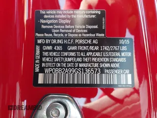 2016 Porsche 911 4S z VIN WP0BB2A99GS136573, wystawiony jako IAAI lot #42238845 z przebiegiem 13 464 mil mil oraz . Historia ofert i sprzedaży dostępna na DreamBid. Obrazek 9.