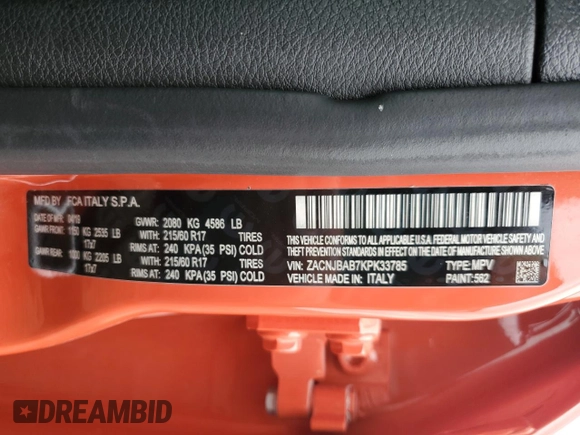 2019 Jeep Renegade Sport with VIN ZACNJBAB7KPK33785, listed as a Copart auction lot 55178075 with 51,708 mi miles and Salvage title. Bid and sale history available at DreamBid. Image 14.