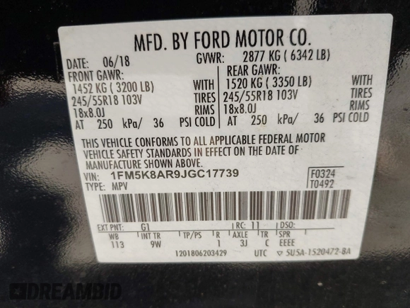 2018 Ford Police Interceptor Utility z VIN 1FM5K8AR9JGC17739, wystawiony jako IAAI lot #42134465 z przebiegiem 134 939 mil mil oraz . Historia ofert i sprzedaży dostępna na DreamBid. Obrazek 9.