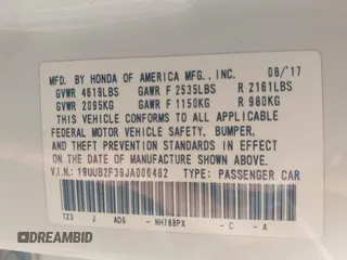 2018 Acura TLX with VIN 19UUB2F39JA006482, listed as a IAAI auction lot 41535369 with 169,146 mi miles. Bid and sale history available at carsss.com. Image 9.