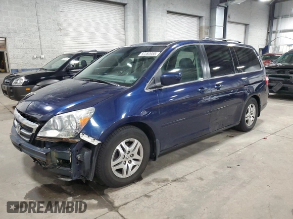2005 Honda Odyssey EX-L with VIN 5FNRL38625B024415, listed as a Copart auction lot 52380955 with 182,660 mi miles and Salvage Title. Bid and sale history available at carsss.com. Image 1.