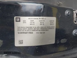 2010 Chevrolet Cobalt 2LT with VIN 1G1AF5F50A7178530, listed as a IAAI auction lot 42018176 with 184,198 mi miles and . Bid and sale history available at DreamBid. Image 9.