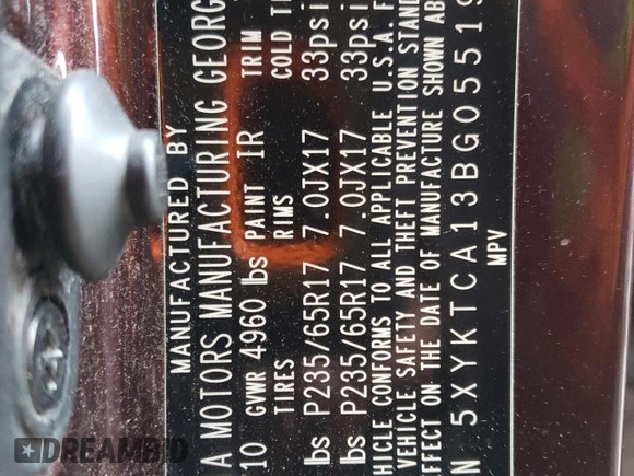 2011 Kia Sorento LX with VIN 5XYKTCA13BG055192, listed as a Copart auction lot 52969655 with 263,011 mi miles and Salvage Title. Bid and sale history available at DreamBid. Image 13.