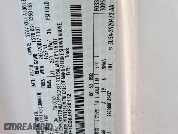 2018 Ford F-150 XL with VIN 1FTMF1CB6JKF30112, listed as a Copart auction lot 47016405 with 48,584 mi miles and Salvage Title. Bid and sale history available at carsss.com. Image 14.