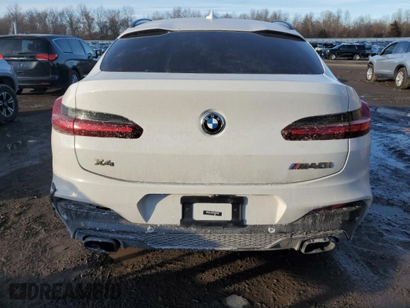 2021 BMW X4 M40i with VIN 5UX2V5C02M9E10918, listed as a Copart auction lot 42954645 with Not provided miles and Salvage title. Bid and sale history available at DreamBid. Image 6.