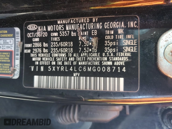 2021 Kia Sorento S with VIN 5XYRL4LC6MG008714, listed as a Copart auction lot 51532005 with 99,817 mi miles and Salvage Title. Bid and sale history available at carsss.com. Image 14.