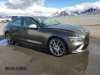 2023 Genesis G70 2.0T with VIN KMTG34TA4PU129199, listed as a Copart auction lot 80963124 with 15,729 mi miles and Salvage Title. Bid and sale history available at carsss.com. Image 4.