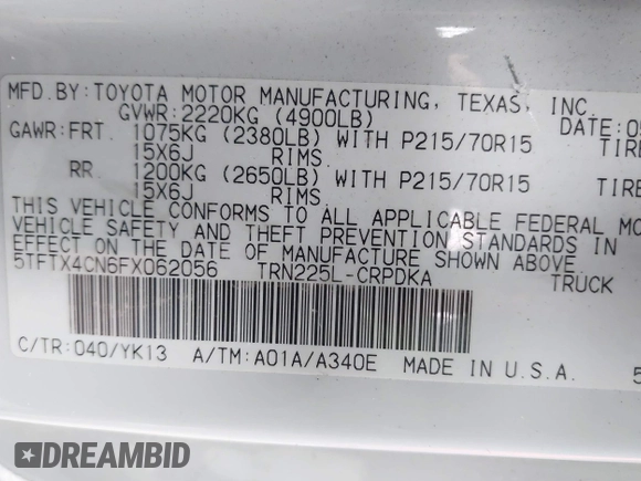 2015 Toyota Tacoma z VIN 5TFTX4CN6FX062056, wystawiony jako IAAI lot #40536154 z przebiegiem 27 095 mil mil oraz . Historia ofert i sprzedaży dostępna na DreamBid. Obrazek 9.