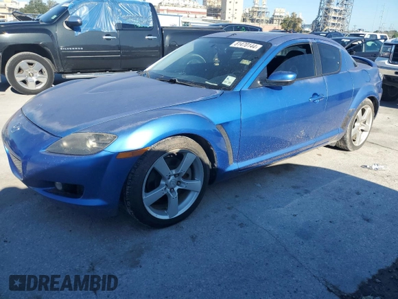 2005 Mazda RX-8 with VIN JM1FE173950146017, listed as a Copart auction lot 81470144 with 65,819 mi miles and Clean Title. Bid and sale history available at carsss.com. Image 1.