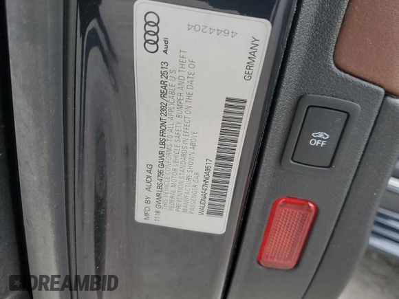 2017 Audi A4 Season of Audi Premium with VIN WAUDNAF47HN049517, listed as a Copart auction lot 44347415 with 109,739 mi miles and Salvage Title. Bid and sale history available at carsss.com. Image 14.