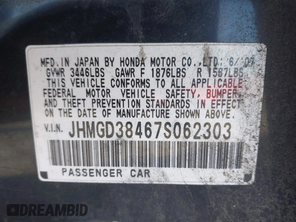 2007 Honda Fit с VIN JHMGD38467S062303, выставлен на аукционе IAAI как лот 41033089 с пробегом 270 488 миль миль и . История ставок и продаж доступна на DreamBid. Изображение 9.