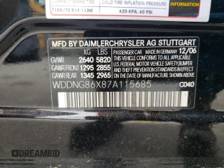 2007 Mercedes-Benz S 550 with VIN WDDNG86X87A115685, listed as a Copart auction lot 51022645 with 101,891 mi miles and Salvage Title. Bid and sale history available at DreamBid. Image 13.