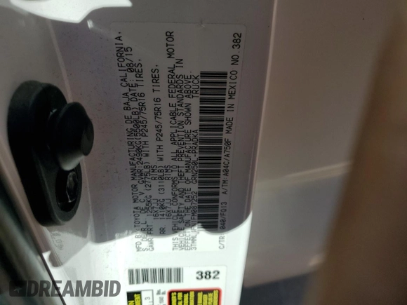 2015 Toyota Tacoma with VIN 3TMMU4FN1FM087252, listed as a Copart auction lot 85650274 with 138,061 mi miles and Salvage Title. Bid and sale history available at DreamBid. Image 14.