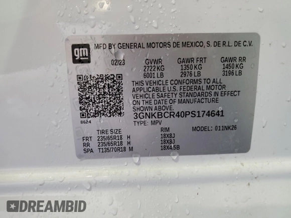 2023 Chevrolet Blazer LT с VIN 3GNKBCR40PS174641, выставлен на аукционе Copart как лот 53559445 с пробегом 19 995 миль миль и Чистый • Clean title. История ставок и продаж доступна на DreamBid. Изображение 13.