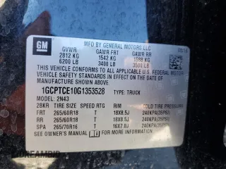 2016 Chevrolet Colorado 4WD LT z VIN 1GCPTCE10G1353528, wystawiony jako Copart lot #87453904 z przebiegiem 112 152 mil mil oraz Szkoda całkowita • Salvage title. Historia ofert i sprzedaży dostępna na DreamBid. Obrazek 13.