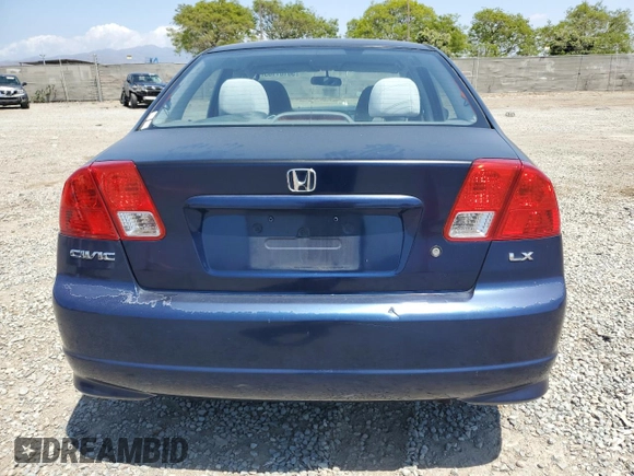 2004 Honda Civic LX with VIN 2HGES165X4H511954, listed as a Copart auction lot 56161185 with 184,496 mi miles and Salvage Title. Bid and sale history available at DreamBid. Image 6.