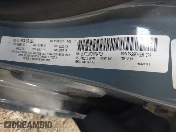 2015 Chrysler 200 S with VIN 1C3CCCBB6FN704739, listed as a IAAI auction lot 41931176 with 151,362 mi miles. Bid and sale history available at carsss.com. Image 9.