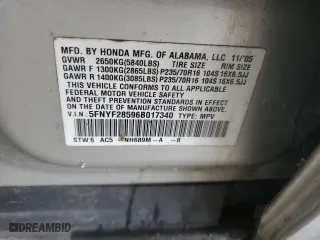 2006 Honda Pilot EX-L with VIN 5FNYF28596B017340, listed as a Copart auction lot 44925225 with 0 mi miles and Clean Title. Bid and sale history available at carsss.com. Image 13.