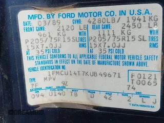 1989 Ford Bronco z VIN 1FMCU14T7KUB49671, wystawiony jako IAAI lot #42404266 z przebiegiem 22 883 mil mil oraz . Historia ofert i sprzedaży dostępna na DreamBid. Obrazek 9.